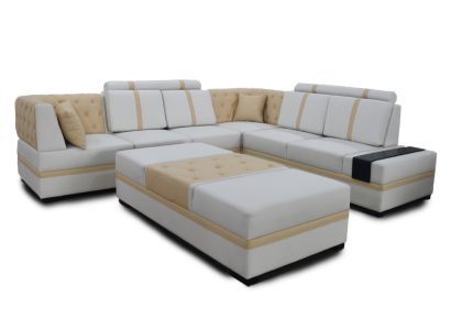 Designer Sofa Luxury Corner sofa with Stool Upholstery Suite Living room L-shape