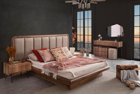 Brown Luxury Wood Bedroom Suite Bed Mirror Dressing table new