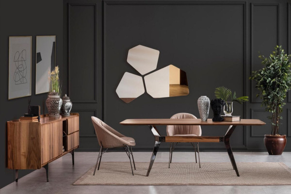 Modern Dining room Luxury Suite Dining table 2x Chairs Sideboard Chest of drawers