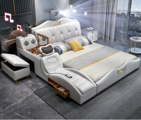 Multifunction s Bed Luxury Design Beds Double Shelf 180x200cm new