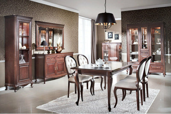 Dining table Table Tables Real wood wooden table Classic r Baroque Style Dining room V-3