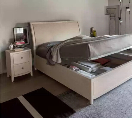 Bed 2x Bedside tables Luxury Complete's Bedroom Set Furniture gray 3-piece