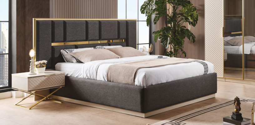 Elegant Bedroom Set from 3-piece modern luxurious furniture beige colors