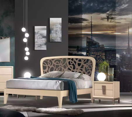 Bedroom Set Bed 2x Bedside tables Design Furniture new 3tlg Modern Wood