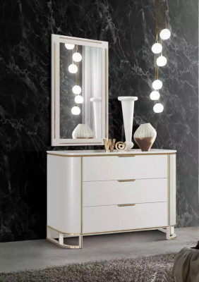 Bedroom Set Chest of drawers Mirror new Luxury Complete's new White 2-piece