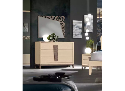 Bedroom Set Luxury Chest of drawers Mirror Design Furniture beige 3-piece Wood