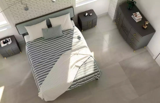 Bedroom Set Luxury Bed 2x Bedside tables Design gray 3-piece Chest of drawers