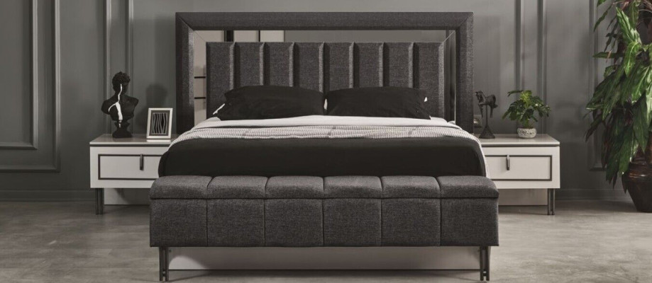 Bedroom Set Modern Bed and 2x Bedside tables Luxury Complete e Sets 3pcs