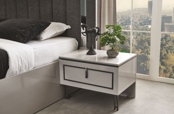 Bedroom Set Modern Bed and 2x Bedside tables Luxury Complete e Sets 3pcs
