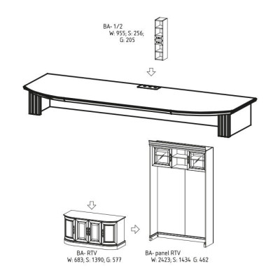 Classic r TV-cabinet attachment elements cabinet system model BA-NRTV attachment