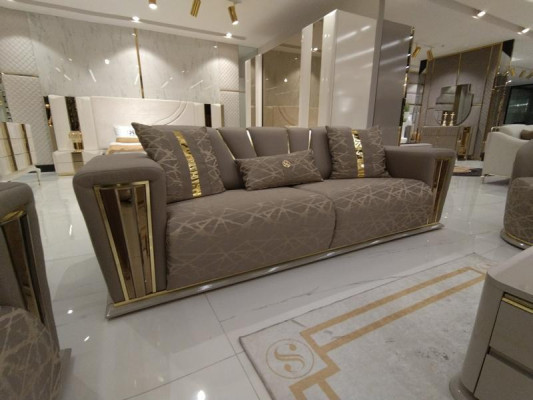 Sofa set 3+1+1 Seater Textile Wood Sofa 3 Seater Modern Armchair Complete Set