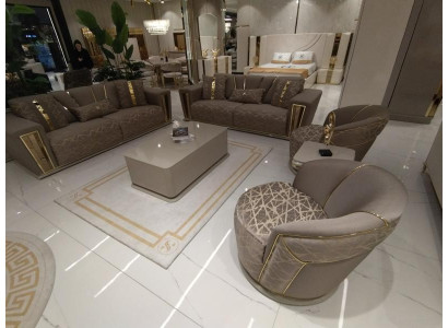 Sofa set 3+3+1+1 Seater + Coffee table + Wall unit Modern Textile Complete new