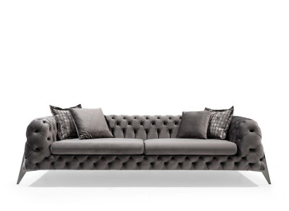 Designer Gray 4-Seater Sofa Luxury Four-Seater Upholstered Furniture Couches