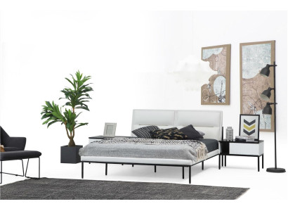 Suite Bedroom Double bed Bed Bedside tables White Set 6pcs Modern