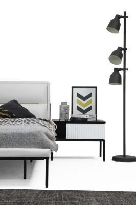 Suite Bedroom Double bed Bed Bedside tables White Set 6pcs Modern