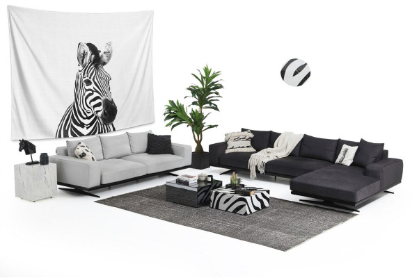 Sofa set Corner sofa L-shape Two-seater Seater Armchair Fabric Gray 3-piece