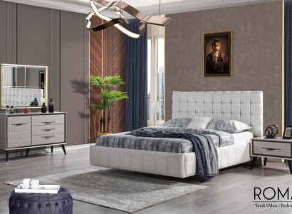 White exclusive s Bedroom Double bed Designer Bedside tables Chest of drawers