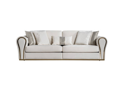 White three-seater designer upholstered sofa luxury 3-seater textile seating furniture