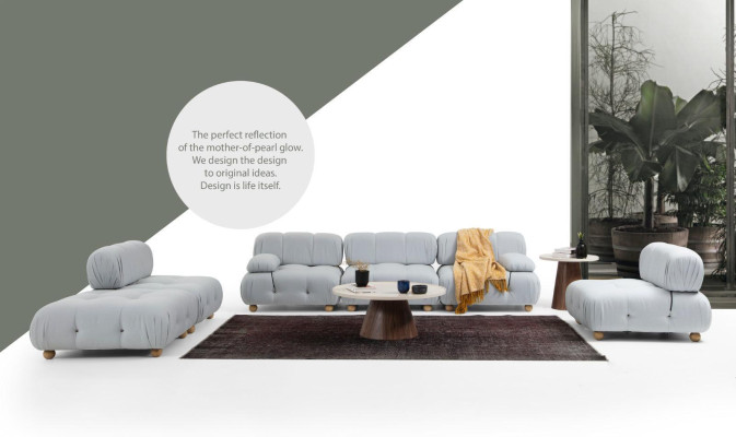 Complete e Couch Set Sofa Set 321 Seater Modern Fabric Gray Set