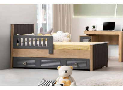 Bed frame Childrens bed Bed Childrens room Children's room furniture Gray Wood