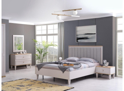 Modern Bedroom Suite Double bed Bed Bedside tables Gray Wood Set 5pcs