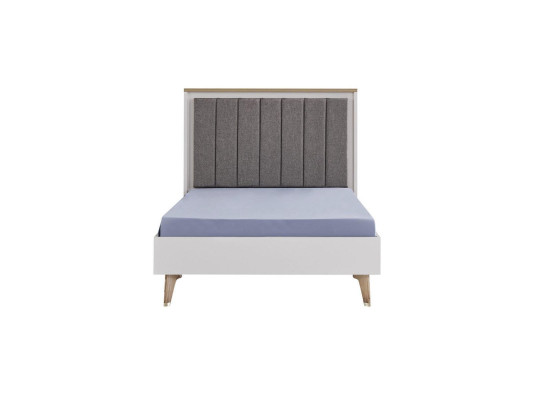 Bed frame Childrens room Childrens bed 100 cm youth bed Wood Gray Fabric
