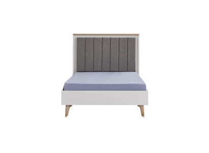 Bed frame Childrens room Childrens bed 100 cm youth bed Wood Gray Fabric
