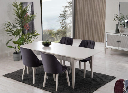 Dining table extendable Modern Dining set Dining room Set 9 pieces Gray Wood