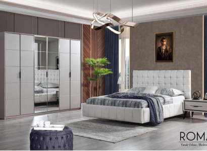 White Bedroom Suite Luxury Furniture Upholstery Bed Wood Wardrobe