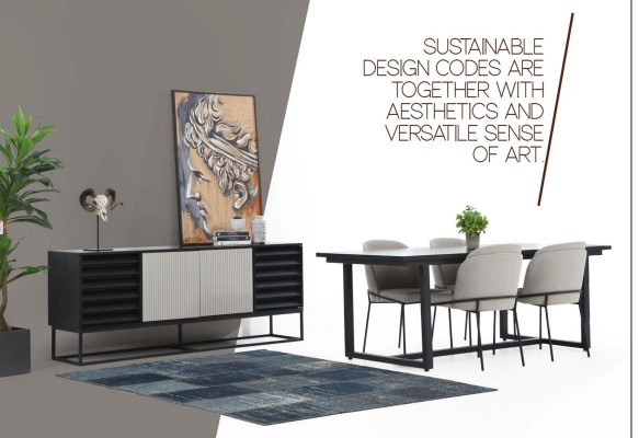 Dining corner Dining set Dining room Dining table Chairs 5-piece Wood Gray Set new
