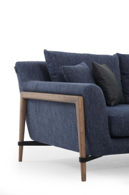Three Seater Sofa 3 Seater Fabric Modern Sofas Design Living room Blue