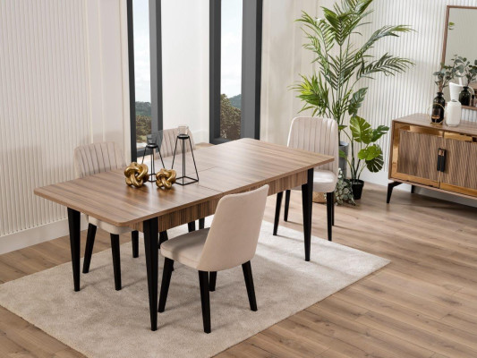Dining set Suite Dining room Dining table Set 7-piece Dining room Brown Wood