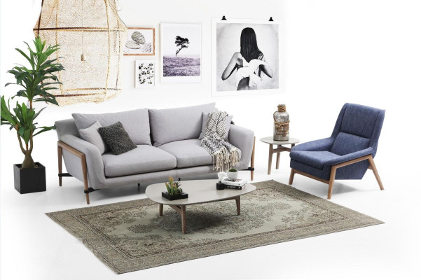 Sofa set 4 Seater Armchair Four Seater Fabric Sofas Modern Design Gray