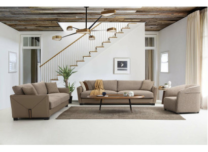 Modern Sofa set Set 331 Seater Armchair Three-seater Modern Fabric Beige Set 3-piece