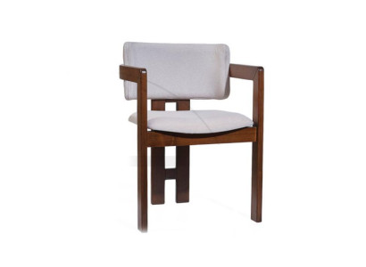 White -Brown Dining room chair Designer upholstered chair Modern single seater