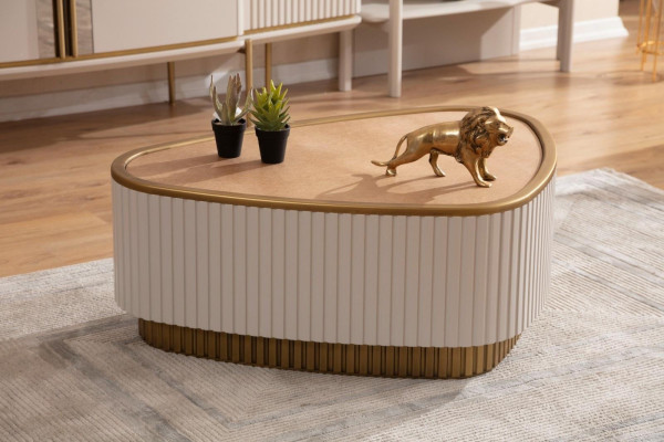 Triangular Coffee table White -Brown Living room Coffee tables Wooden tables