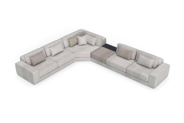 Gray Corner sofa L-shape Living landscape Couch Furniture Textile Wood Sofa Couches
