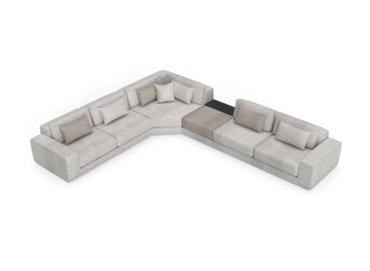 Gray Corner sofa L-shape Living landscape Couch Furniture Textile Wood Sofa Couches