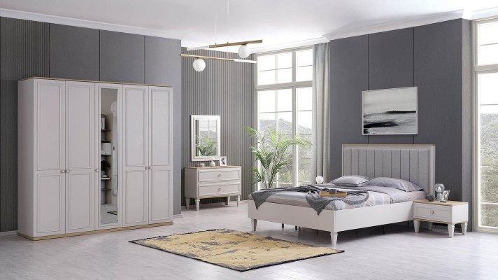 Complete e Bedroom Furniture Modern Beds Wood 6 Pieces Bedroom Grey