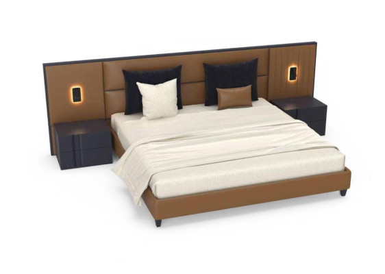 Luxury Bedroom Bedside table Beds Bed 3-piece Design Furnishings Complete Set