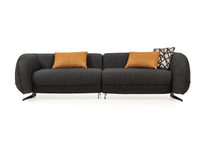 Gray three-seater upholstered sofas designer couch fabric sofa textile couches