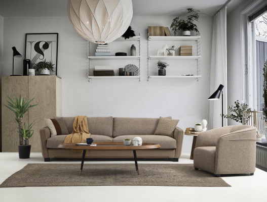 Sofa set 431 Seater Armchair Sofa Modern Fabric Beige Set 3-piece sofas