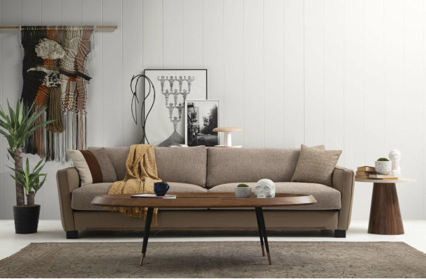 Sofa set 431 Seater Armchair Sofa Modern Fabric Beige Set 3-piece sofas