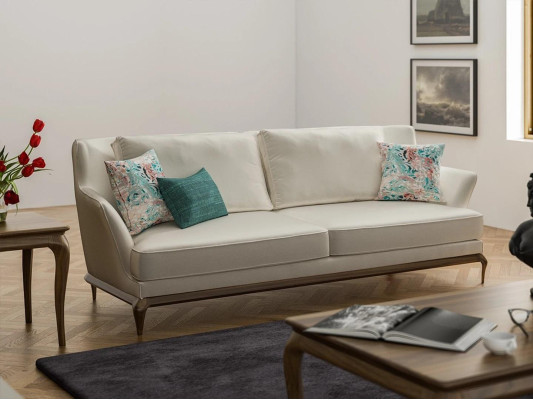 Living room Modern Three Seater White Sofa Couch Design Furnishings Upholstered furniture