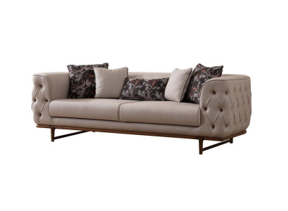 Light Beige Chesterfield Three-Seater Luxurious 3-Seater Elegant Upholstery Sofas