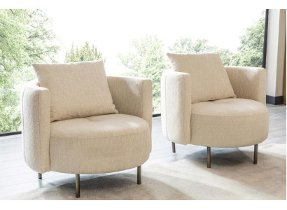 Beige Textile Armchair Designer Club Chair Cocktail Chair Upholstery Furniture