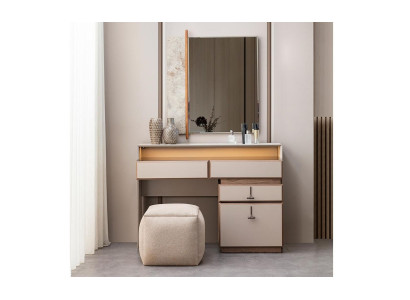 Suite Make-up Console Dressing Table Mirror Console Table Gray 3 Pieces
