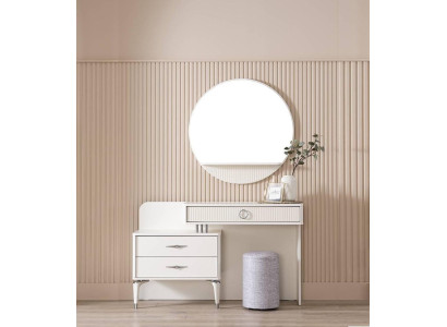 Modern console table, dressing table, dressing table, chest of drawers set, 3 pieces, white