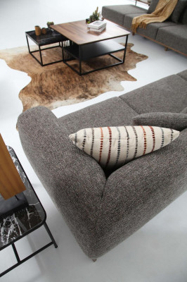 Sofa set Three Seater Seater Modern Armchair Fabric Gray Living room Set