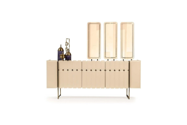 Modern Beige Sideboard Luxurious Sideboard exclusive x3 Mirror 4-piece